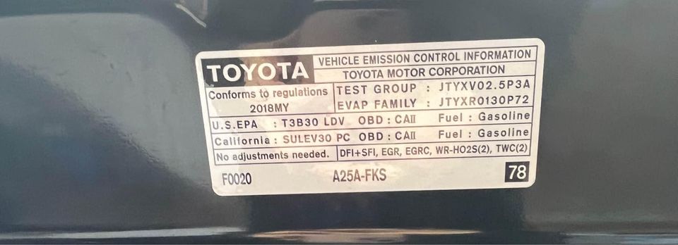 2018-21 Toyota Camry Hood OEM JTYXV02.5P3A