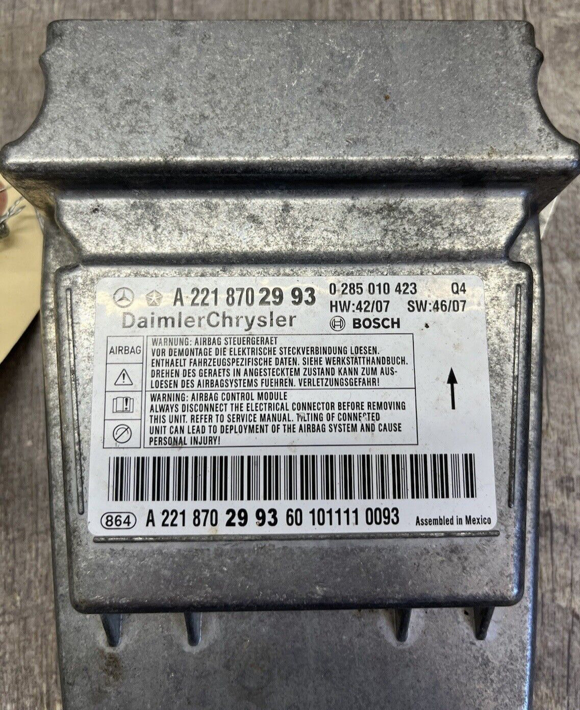 2007-14 Mercedes W221 S550 CL550  Sensor SRS Control Module OEM